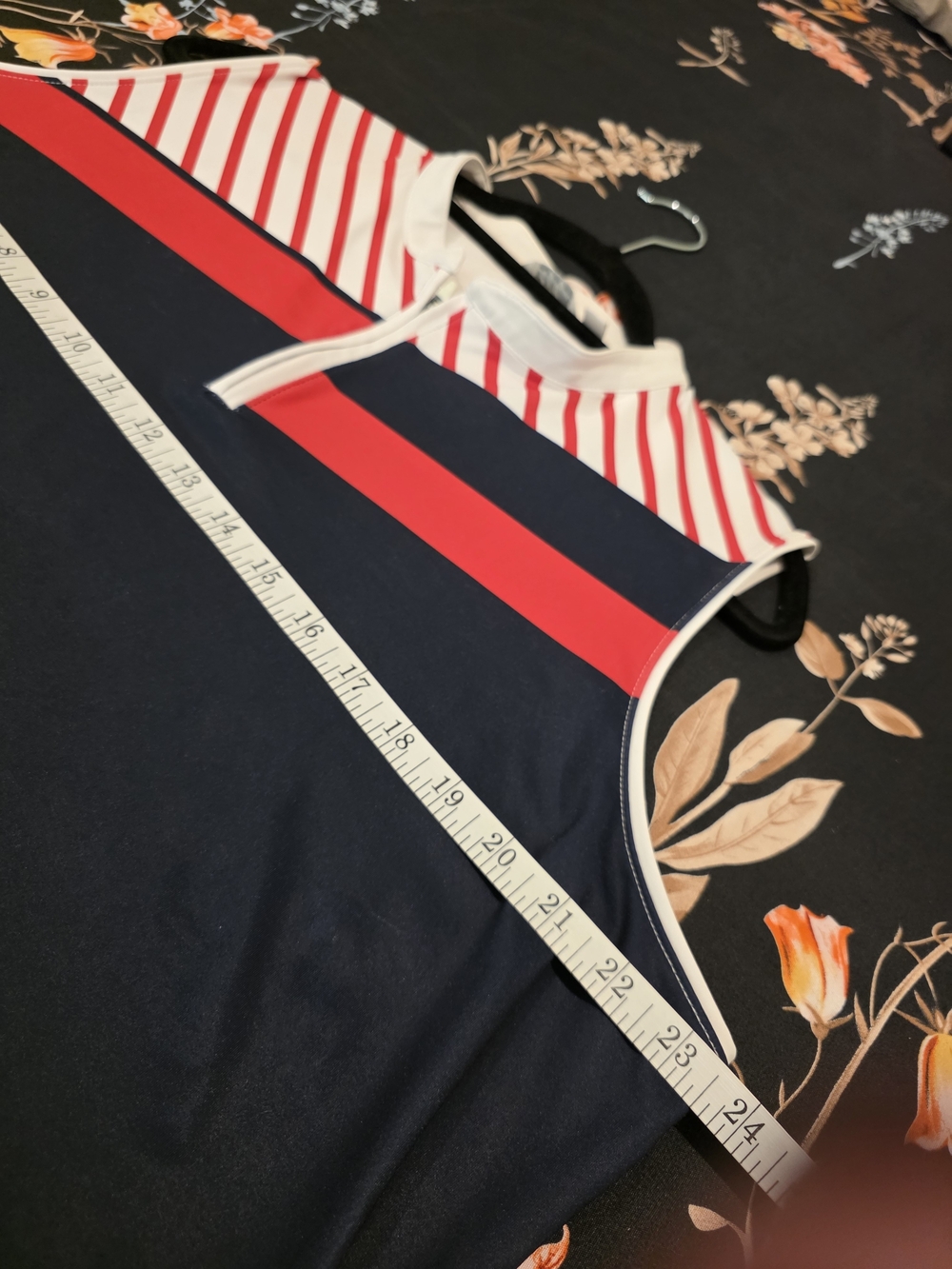 Lady Hagen Red, White and Black Striped Sleeveless Golf Polo - Picture 4 of 6